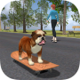 Bouledogue sur planche à roulettes icon